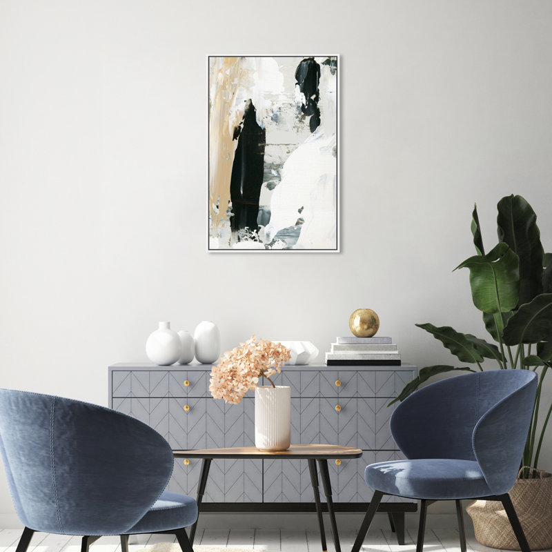 Gris chaud - peinture sur toile, H 15 po x l 10 po, Toile avec cadre blanc