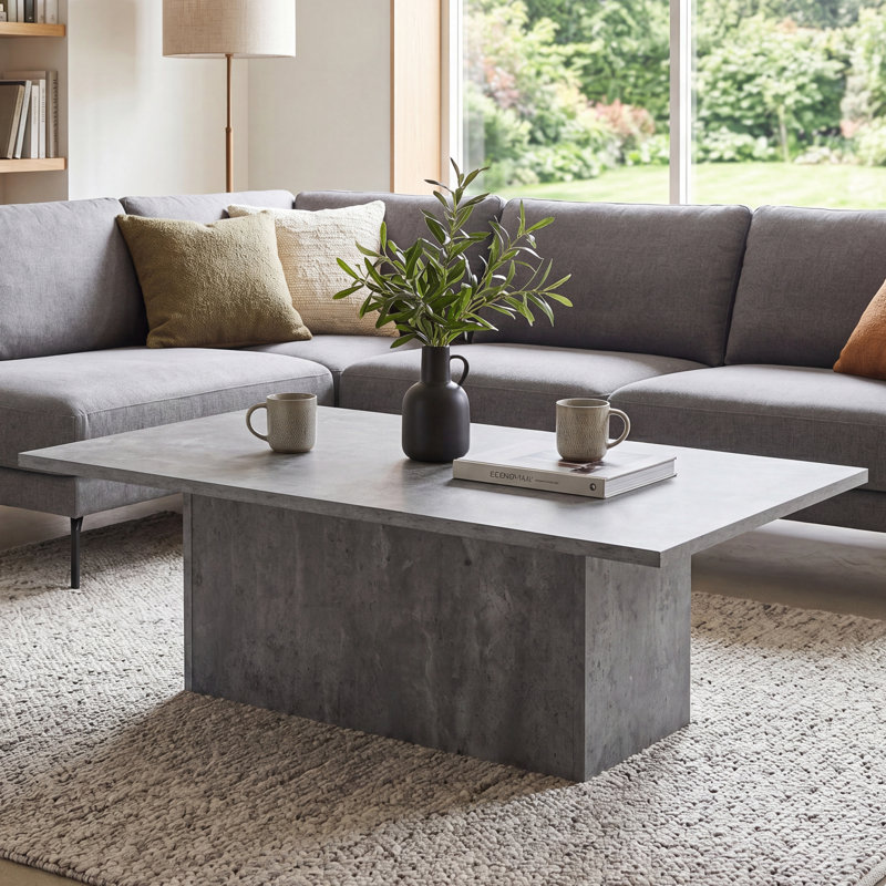 Modern Coffee Table With Pedestal, Black
