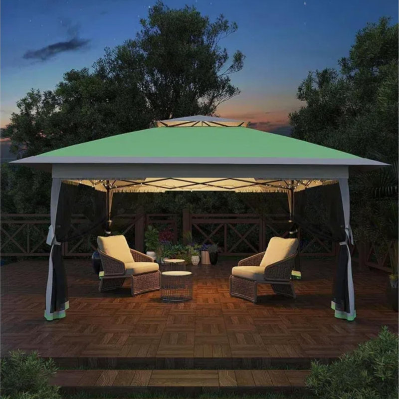 12 x 12 FT Outdoor Gazebo,Heavy Duty Double Roof Patio Gazebo with Netting and Curtains,Outdoor Patio Canopy for Deck Backyard Garden Lawns