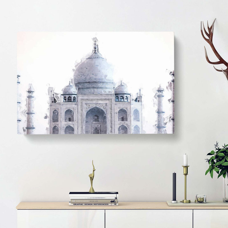 The Taj Mahal In Agra India In Abstract - Wrapped Canvas Print, 35cm H x 50cm W x 3cm D
