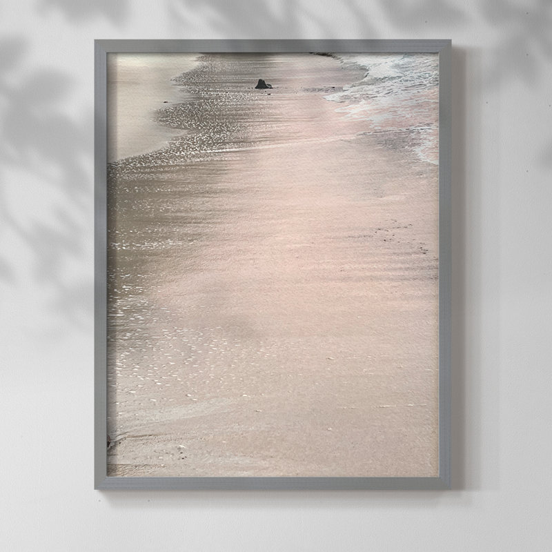 Reproduction encadrée de sable doux rose - bois massif, Gris, H 11 po x l 9 po