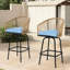 2 tabourets de bar de patio tous temps bleus avec - pour les espaces extérieurs comme le jardin, la piscine, la terrasse et l'attribut d'assemblage rapide des chaises de balcon, facile à monter