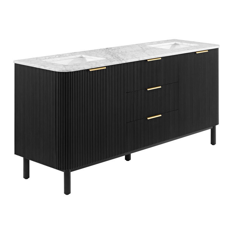 Meuble-lavabo double 72 po Nova, Bouleau noir