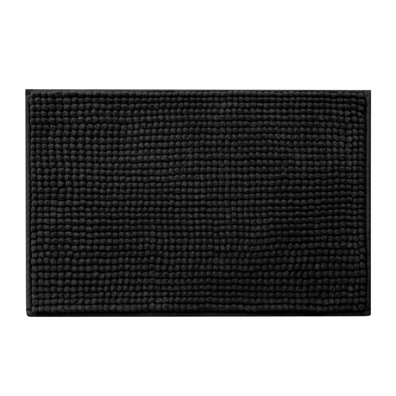 Azriah Luxury Chenille Super Soft Absorbent Polyester Rectangle Non-Slip Bath Rug, Black, 20" W x 32" L