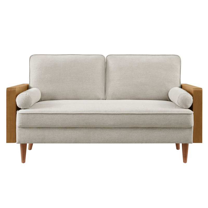 Kellan Performance Velvet Sofa In Walnut Alabaster, 33.86" H x 61.22" W x 31.89" D, 2, Walnut Heathered Weave Ivory