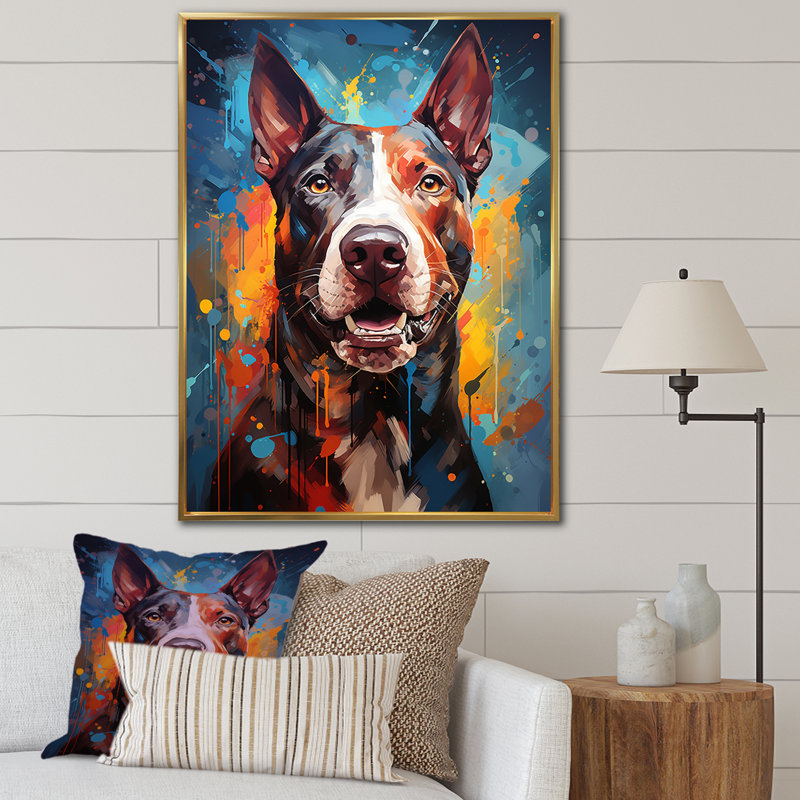 Impression sur toile Bull Terrier Boldness I, H 20 po x l 12 po x P 1 po, Cadre flottant doré