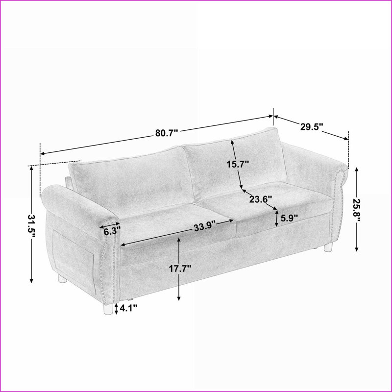 Canapé-lit convertible 2 en 1 80,7 po avec matelas 63 po x 70,9 po Sofas pour salon / chambre à coucher | Gris clair | Tissu + métal
