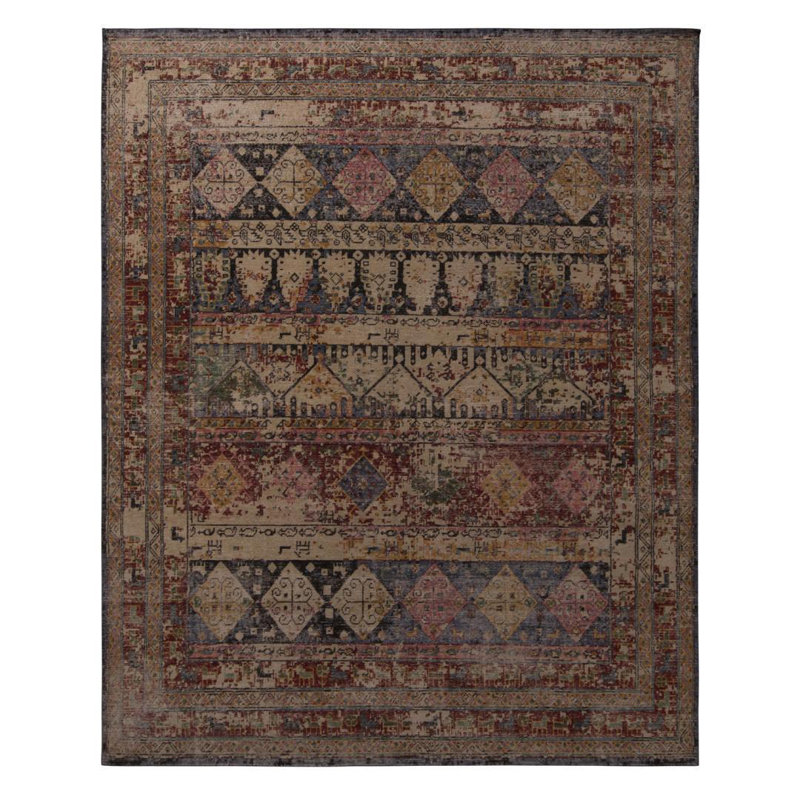 Distressed Homage Hand Knotted Wool Area Rug, Rectangle 10' x 14'