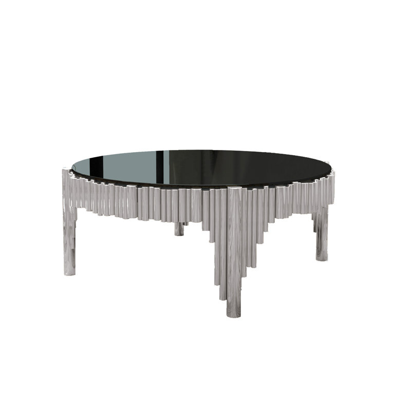 Black and Chrome Coffee Table, Gray