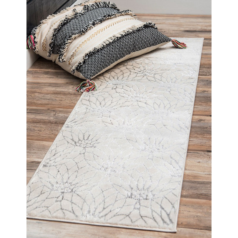 Tapis ivoire Glitzy, Tapis de couloir 2 pi x 6 pi 1 po