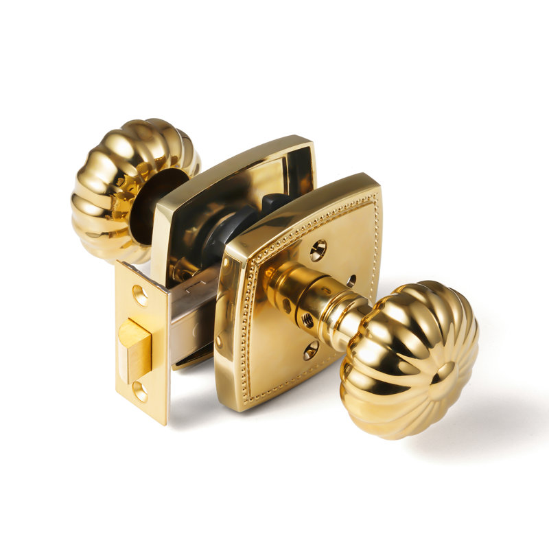 Bouton de porte d'intimité en forme de citrouille avec serrure sans clé, Doré