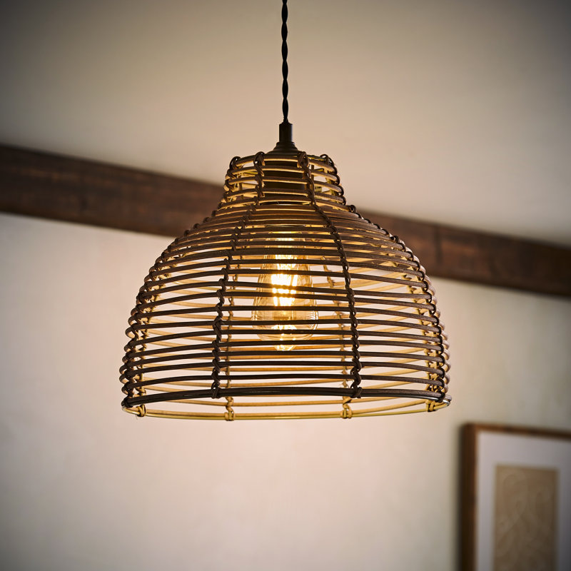 Hojovice 31cm Bamboo/Rattan Bowl Pendant Shade, Grey