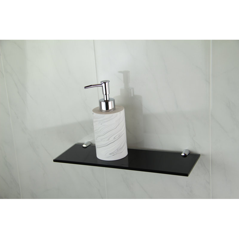 Fanniemae Glass Floating Shelf with Adjustable Shelves, Black, 0.6cm H x 30cm W x 10cm D