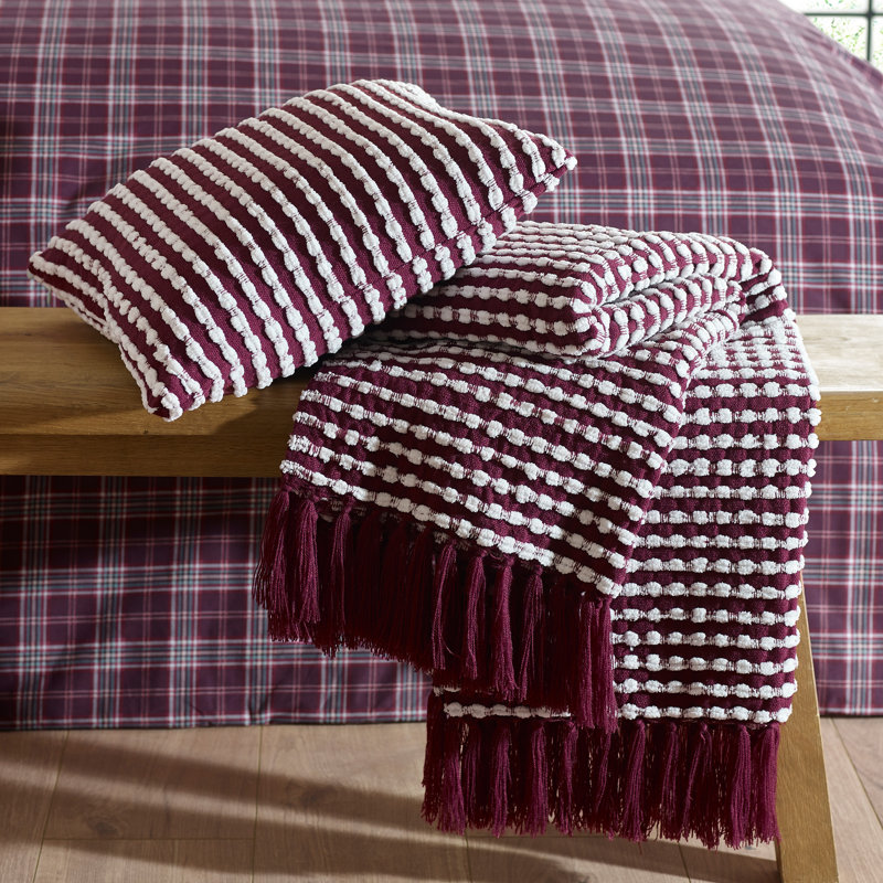 Stab Stitch 43x43cm Cushion with inner, Plum