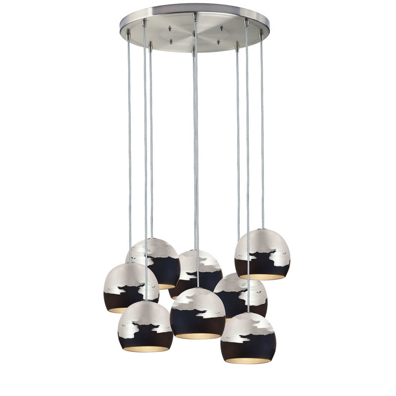 8 - Light Crystal Chandelier, 120" H x 18" W x 18" D, White/Bronze, Brass Braided Cord