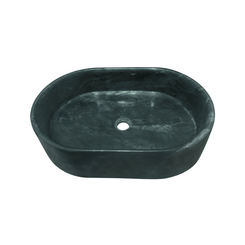 Polished Green Natural Marble Bathroom Vessel Sink, Stone Countertop, 23.6X15.7X5.9 Inches | Gift Idea, Green