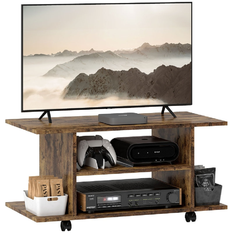 Modern TV Cabinet Stand Storage Shelves Table Mobile Bedroom Furniture Bookshelf Bookcase, Rustic Brown