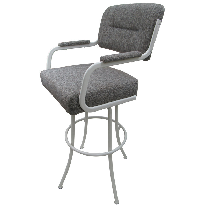 Hildebran Swivel Stool, White, Mojave Grey, Bar Stool (30” Seat Height)