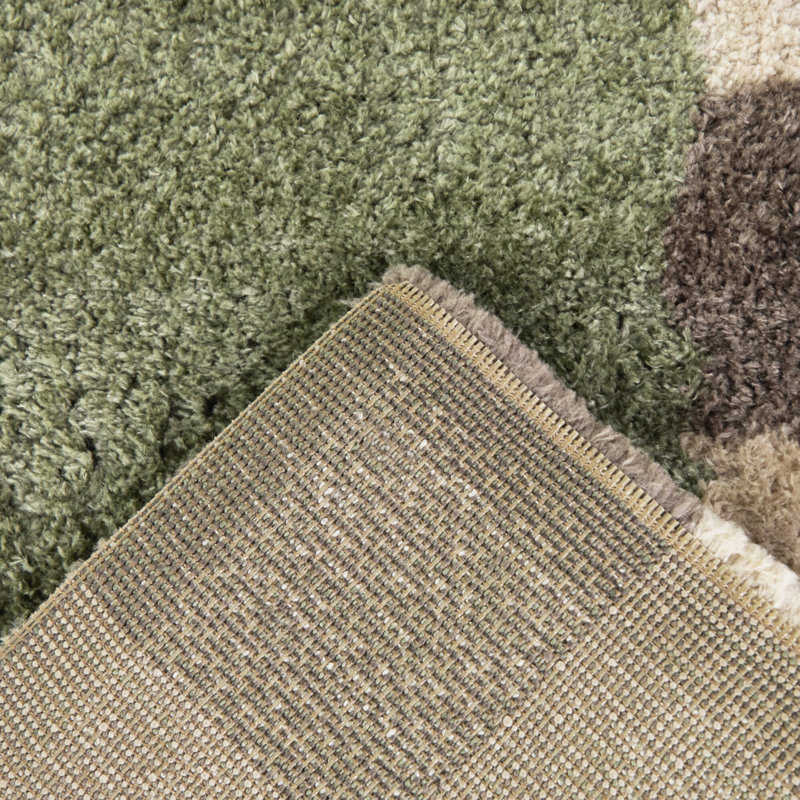 Tapis à bordure géométrique vert Franklin, Rectangle 5 pi 3 po x 7 pi