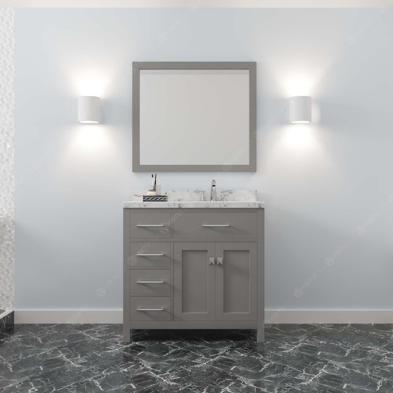 Ensemble de meuble-lavabo simple Latavious, Rond, Blanc