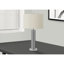 Lighting, H 28 po, lampe de table, nickel métallique, abat-jour ivoire / crème, contemporain