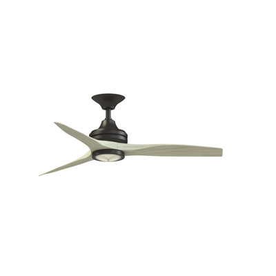Ventilateur de plafond Spitfire 48 pouces pour intérieur/extérieur avec kit d'éclairage DEL - Bronze foncé avec pales en chêne clair