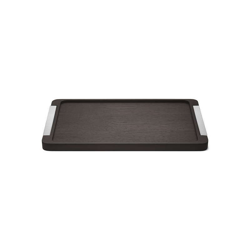 Bernadotte 18" Smoked Oak Tray with Stainless Steel Handles