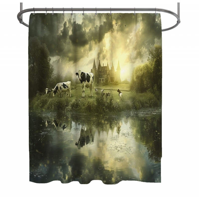 Rideau de douche Cows - Décoration de salle de bain pastorale, H 73 po x l 70 po