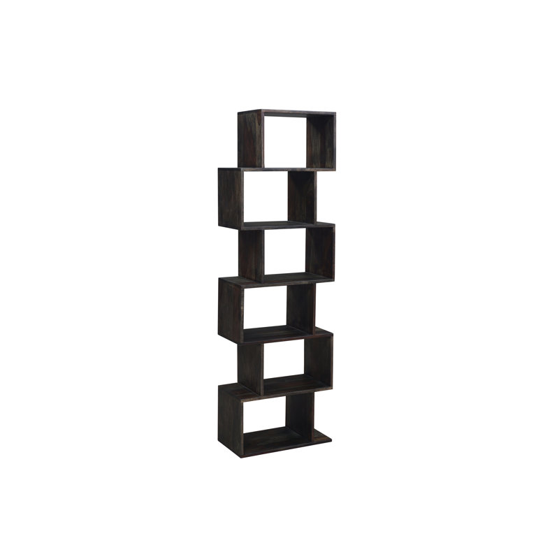 Bibliothèque géométrique en bois massif Gaugain, (6 tablettes) H 70,3 po x l 21,6 po x P 11,8 po