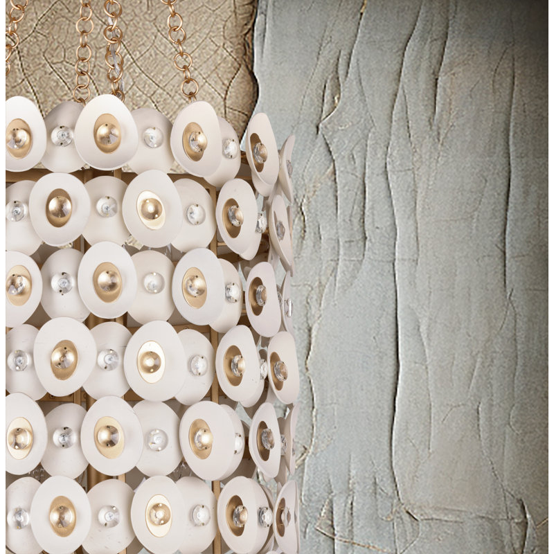 Fawn Gold Coconut Shell 12-Light Pendant Chandelier