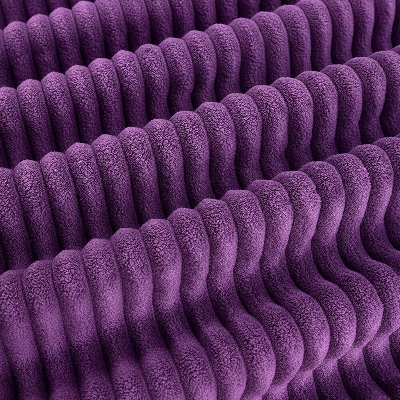 Corduroy Upholstery Full Compressed Ottoman, Purple