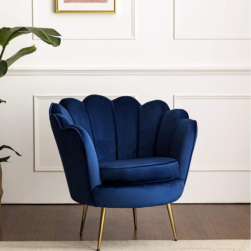 Bernier Velvet Barrel Chair, Blue