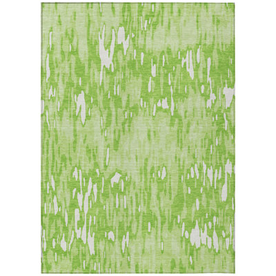 3' X 5' Lime Green And Ivory Striped Washable Indoor Outdoor Area Rug