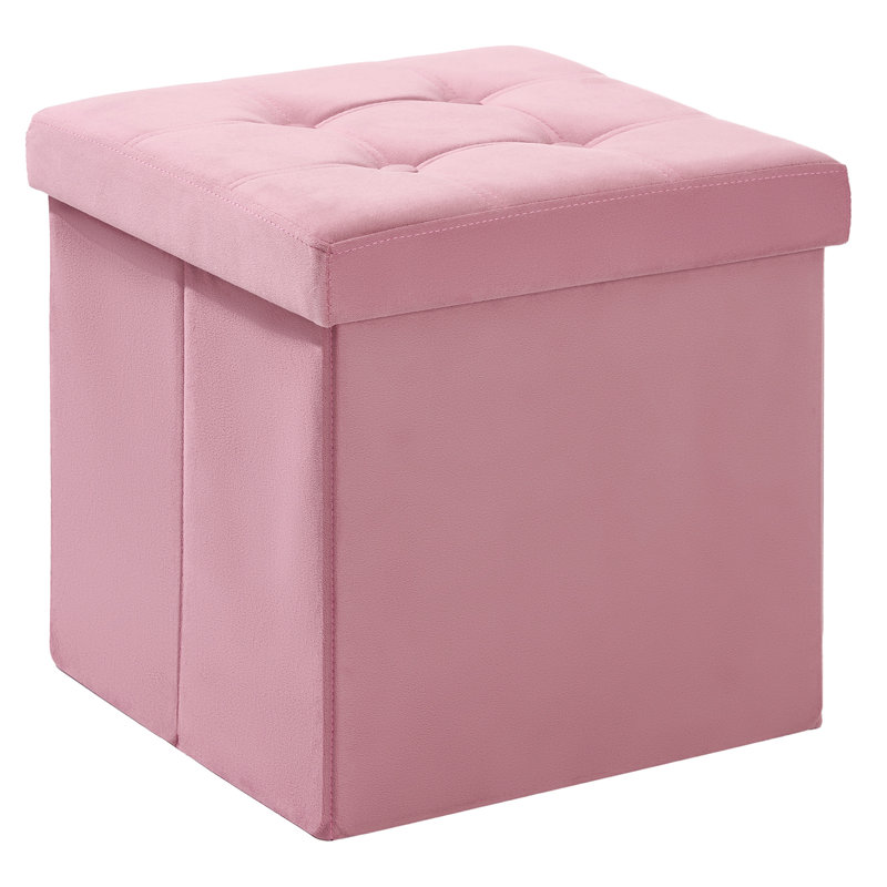 Repose-pieds pliant avec repose-pieds en velours, Rose