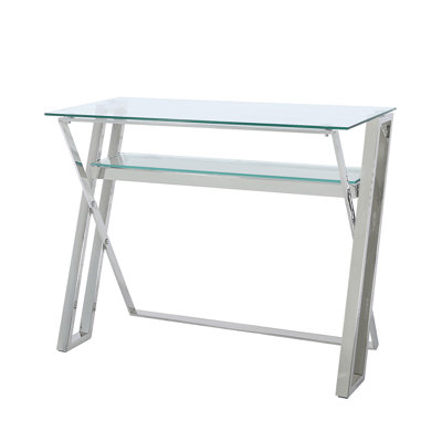 Computer Desk With Shelf Storage Space, 100cm Metal Computer Table