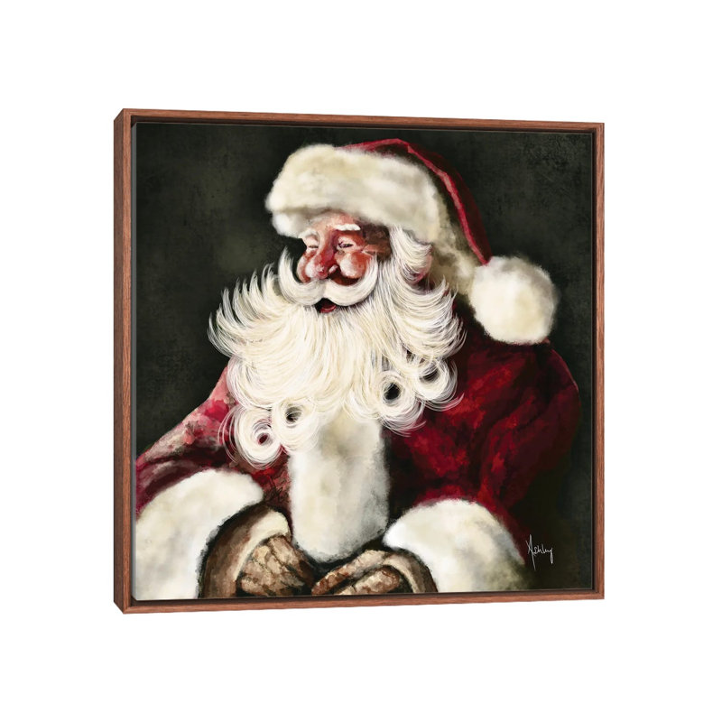 «Silly Santa», reproduction d'art sur toile encadrée, H 18 po x l 18 po, Cadre flottant sans passe-partout, Brun
