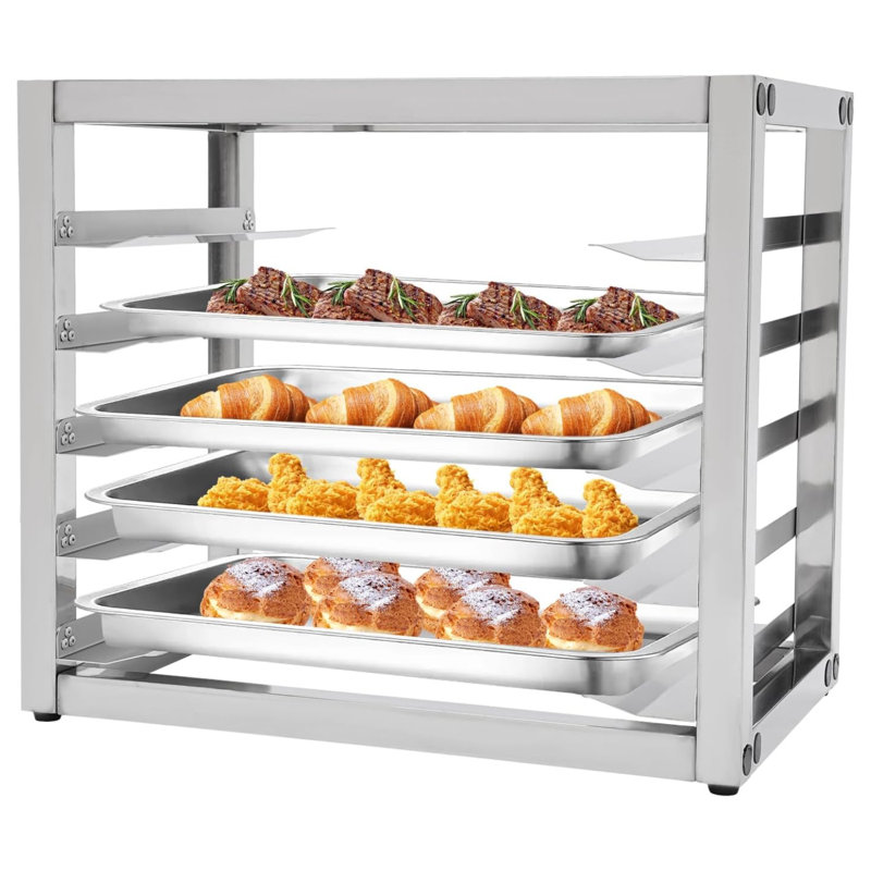 Express KitchQuip 18" H x 21" W x 13" D Stainless Steel  Wall-Mounted Sheet Pan Rack - Holds 5 Half-Size Bun Pans