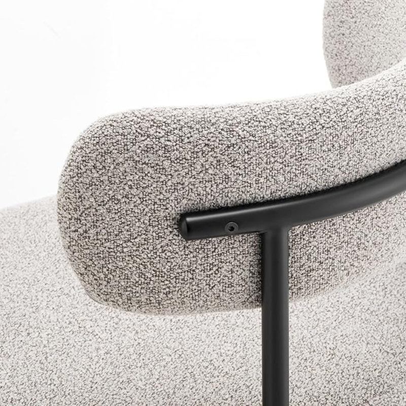 Chaise de salle à manger Kordelia, 2, Gris clair, Noir, noir, noir, noir