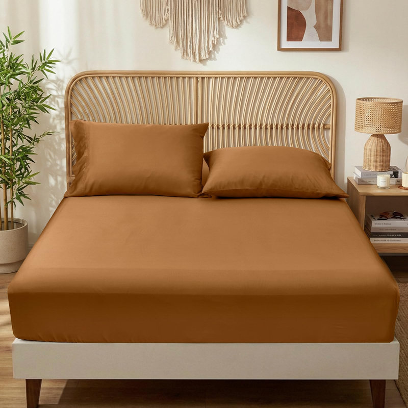 PHF 100% Rayon Derived from Bamboo Fitted Sheet, 16" Deep Pocket,2.5cm Wider Strong Elastic Easy Fit, Breathable Silky Soft Skin-Friendly for Hot Sleeper