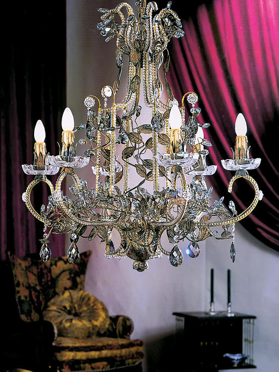 Lustre traditionnel / classique à 6 lumières de style bougie, Swarovski