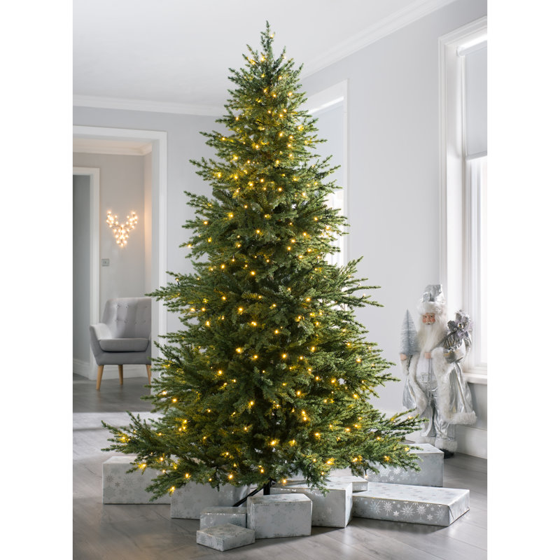 Green Fir Artificial Christmas Tree with 450 Clear and White Lights, 7ft H