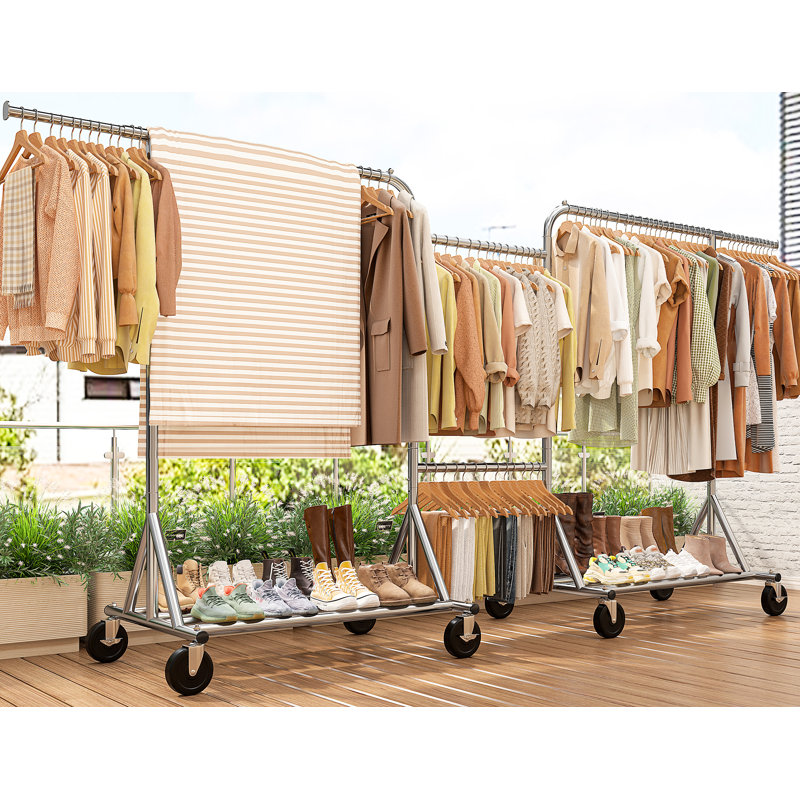 Clothes Rack Heavy Duty Clothing Rack With Wheels Portable Closet For Hanging Clothes Loads 650 Lbs
