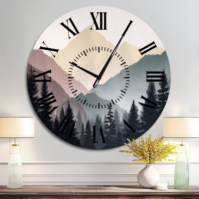 Horloge murale en métal « Brume matinale sur les horizons montagneux » - Paysage