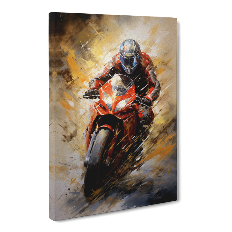 Motorbike Action Painting Art - No Frame Print, 76cm H x 50cm W x 3cm D