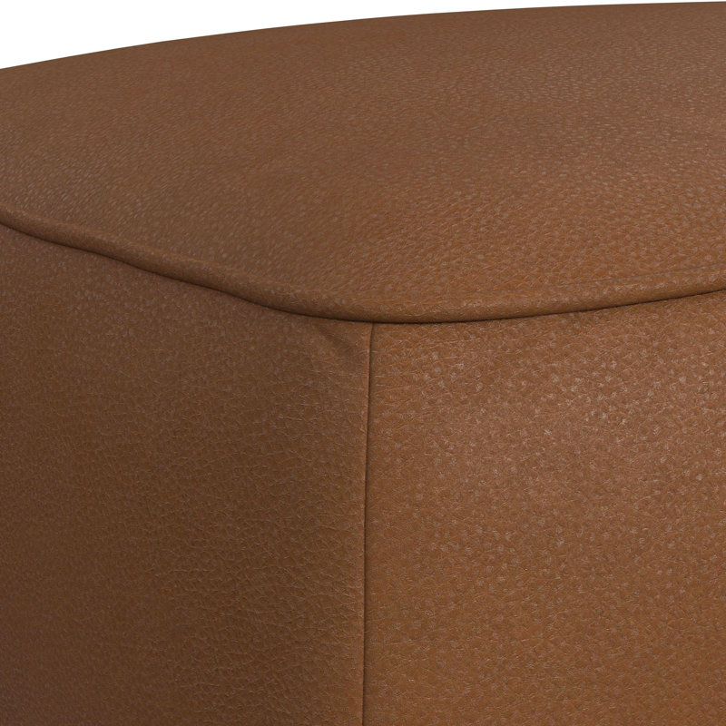 Okehampt Ottoman with Wood Base in Pebble, Tan