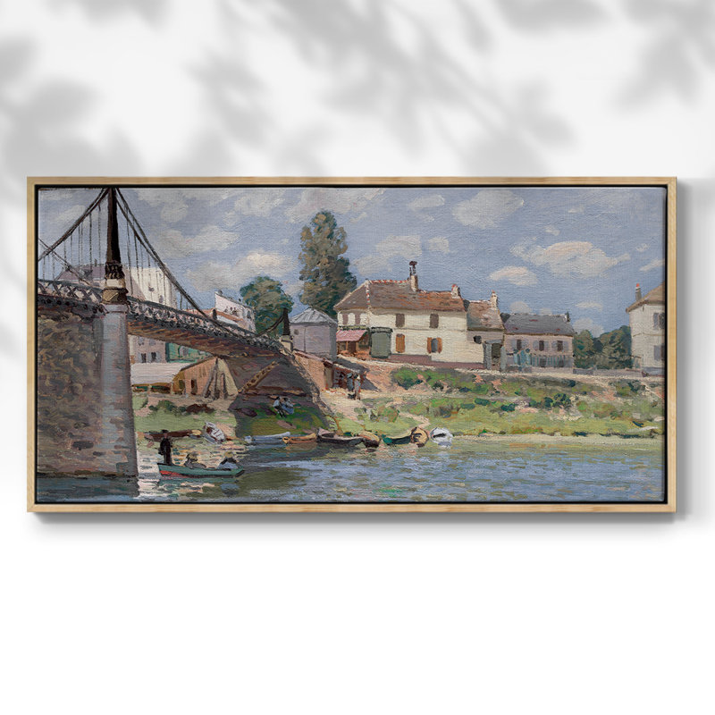 «The Bridge at villeneuve», toile tendue avec châssis, prête à être accrochée, H 25 po x l 49 po, Naturel