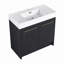 Lavabo autoportant avec bol en résine et porte à fermeture en douceur-789713542