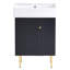 Meuble-lavabo noir 21,6 po, armoire combinée, meuble de rangement pour salle de bain, lavabo simple en céramique, rangement à droite-121615267