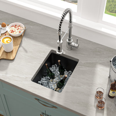 12" L X 16" W Rectangular Granite Composite Quartz Undermount Kitchen Sink Wet Bar Sink Prep RV Sink Basin