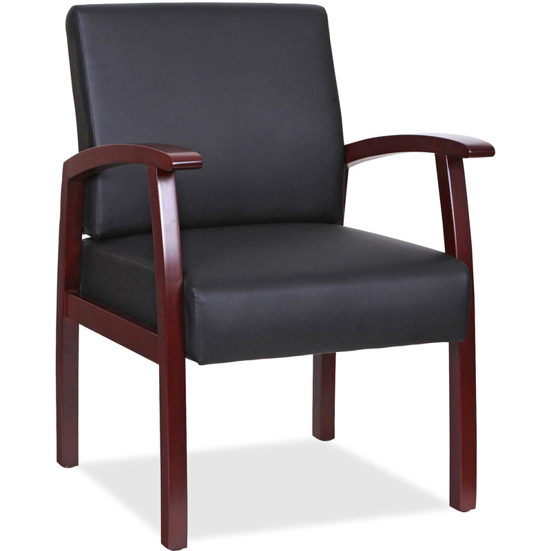 Chaise d'invité de luxe Sammie, Acajou, Noir, Cuir